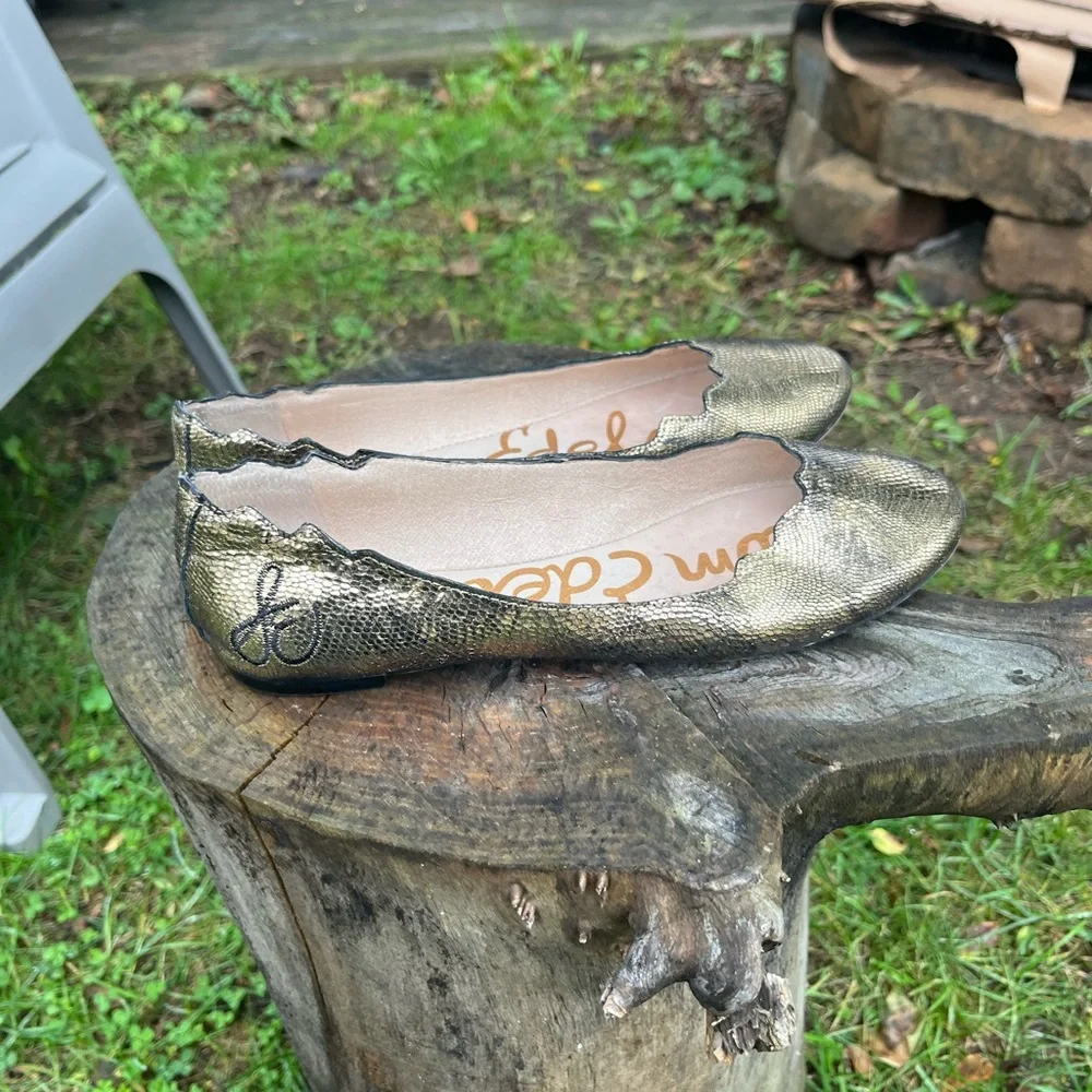 Sam Edelman Augusta Gold Leather Slip On Ballet‎ Flats Women’s 6